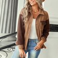 thumbnail image 1 of Vedolay Coats Womens Basic Solid Color Button Down Denim Jacket With Pockets,Brown S, 1 of 5