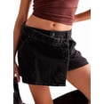 thumbnail image 2 of Women'S High Waisted Button Front Denim Skort Asymmetrical Hem Skirt Shorts Black M, 2 of 7