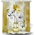 thumbnail image 5 of Rustic Farmhouse Floral Shower Curtain, Country Farm Yellow Daisy Flowers Butterfly Abstract Shower Curtain Set, Yellow Shower Curtains Farmhouse Bathroom Accessories with 12PCS Hooks,36X70IN, 5 of 5