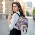 thumbnail image 6 of JIALIOU Mini Backpack Purse for Women Quilted Casual Daypack Small Travel Shoulder Bag, Elegant Cat with Lilac Flowers Hat, 6 of 7