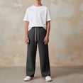 thumbnail image 7 of LRen Uniform Pants for Girls Wide Leg High Waisted with Pocket School Uniform Trousers Back To School Clothes for Teen Girls,GY1,7-8 Years, 7 of 7