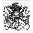 thumbnail image 3 of Ambesonne Octopus Shower Curtain, Vintage Diver Animal, 69"Wx70"L, Charcoal Grey and White, 3 of 3