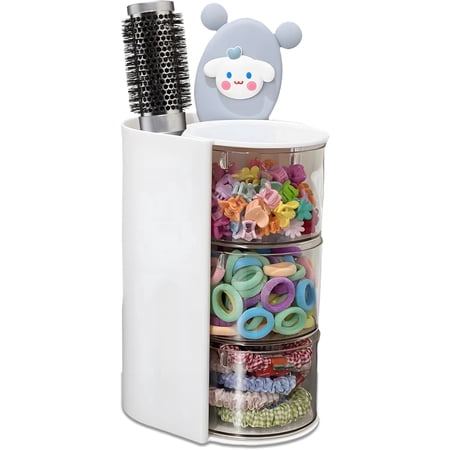 MORAVE Rotatable Makeup Brush Holder & Jewelry Organizer with Storage Compartments for Cosmetics  Necklaces Earrings Rings Bracelets and Styling Accessories
