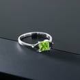 thumbnail image 5 of Gem Stone King 10K White Gold Green Peridot and Black Onyx 3 Stone Engagement Ring for Women (0.97 Cttw, Gemstone August Birthstone, Princess Center 5MM, Trillion 3.5MM, Size 7.5), 5 of 5