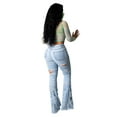thumbnail image 3 of JDinms Jeans Évasés pour Femmes à Pattes d'Éléphant, Déchirés, Troués, Pantalon Classique en Denim, 3 of 3