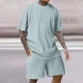 thumbnail image 2 of Awdenio Men's 2 Piece Outfits Short Sleeve Crewneck Summer T Shirt and Drawstring Casual Track Shorts Set, 2 of 7