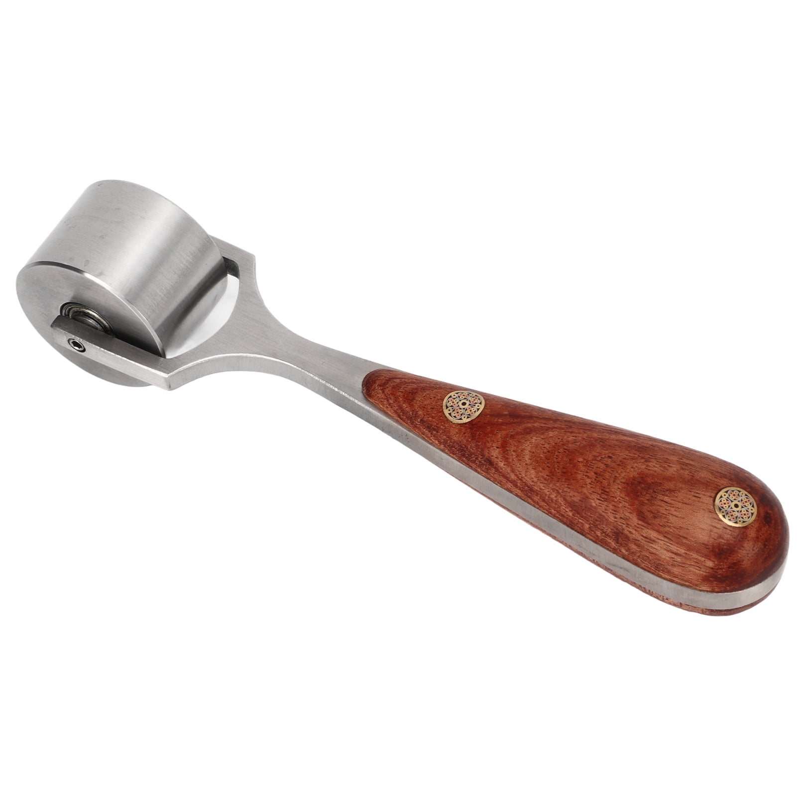 NFTIGB Leather Press Edge Roller Tool with Rosewood Handle & Stainless Steel Wheel, 1-Inch Head, Heavy-Duty Handheld Flattener for DIY Leathercrafting, Gluing, and Stitching Projects
