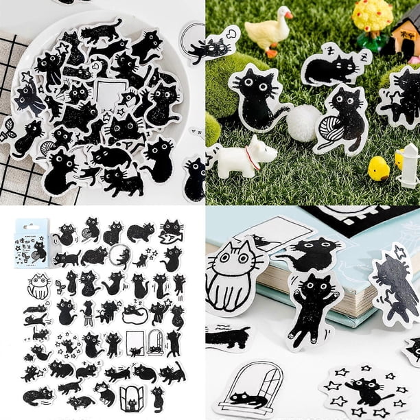 45x/Box Pet Stickers Cats Theme Stickers Self-Adhesive Stickers Animal Decorative Stickers for Journaling Scrapbooking