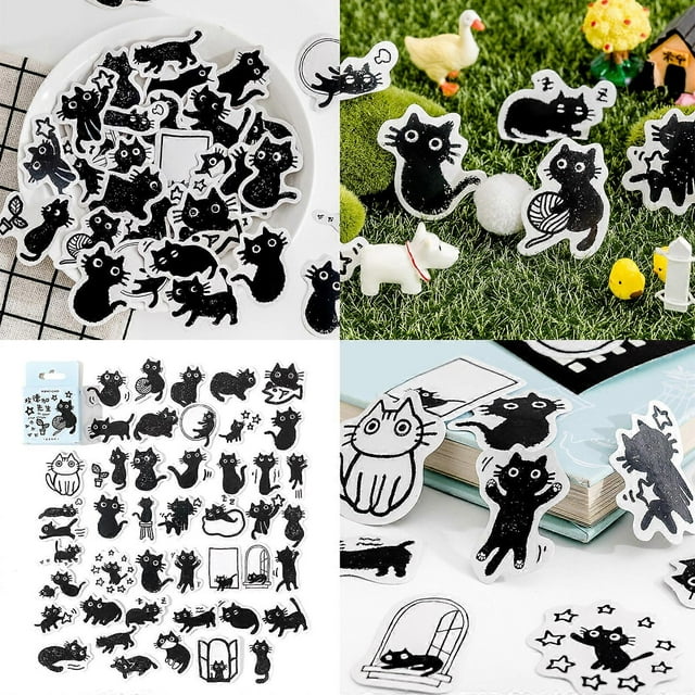 45x/Box Pet Stickers Cats Theme Stickers Self-Adhesive Stickers Animal Decorative Stickers for Journaling Scrapbooking