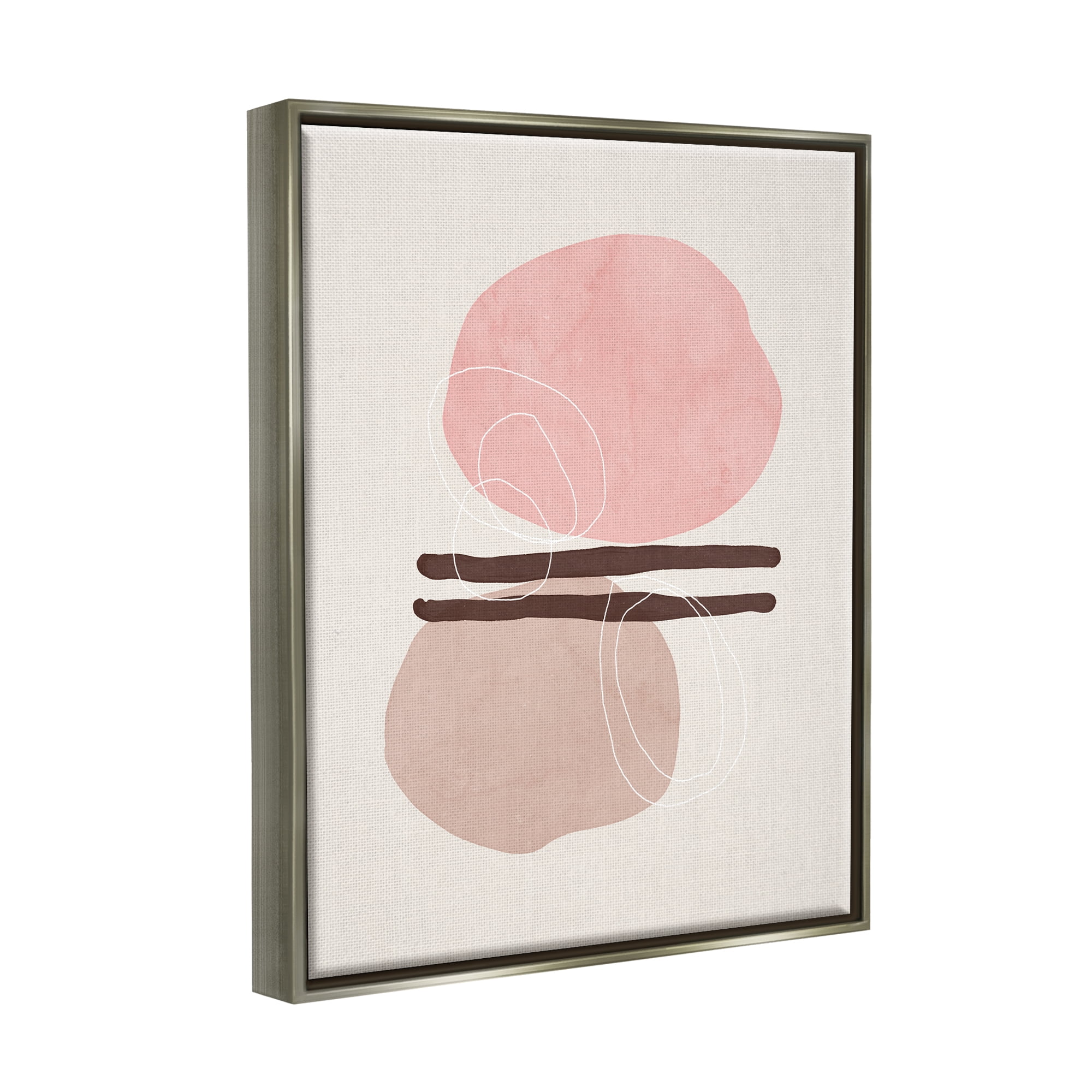 Stupell Pastel Pink Geometric Shapes Abstract Painting Gray Floater Framed Art Print Wall Art