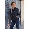 thumbnail image 4 of SKYLINEWEARS Women Hooded Denim Jacket Long Sleeve Layered Drawstring Hoodie Washed Jean Jacket, 4 of 7
