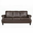 thumbnail image 4 of Contemporary 3 Seater Sofa with Faux Leather & Nailhead Accents, 4 of 11