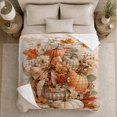 thumbnail image 4 of Autumn Harvest Pumpkin Maple Leaf Scene Rust Dahlias, Cozy Friendship Quote Scene, Warm Flannel Blanket for Living Room and Reading Nook, Art Lovers Thanksgiving Gift, Artistic Home Decor, 4 of 7