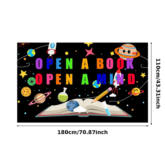 Colorful Space Banner Polyester Educational Background Decorative Astronomy for Classroom Decor Kids Room School