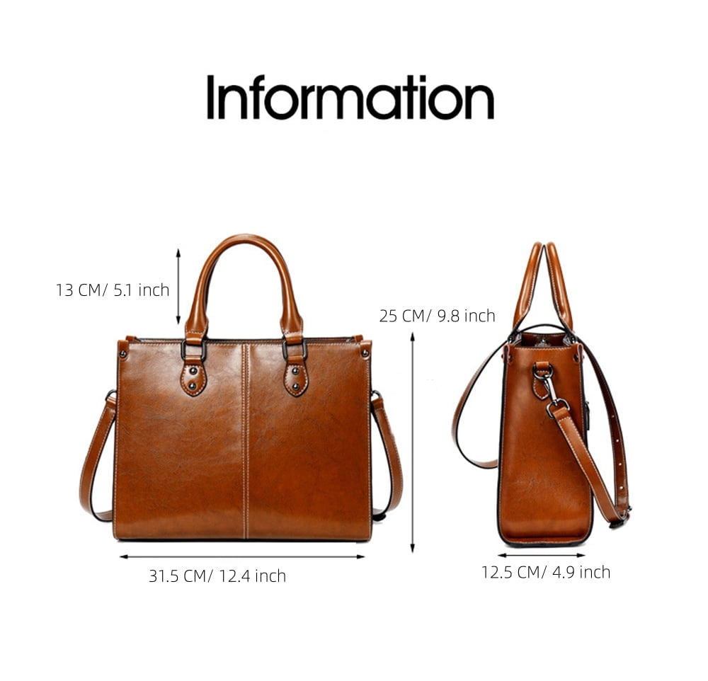 Genuine Leather Satchel Handbags for Women Large Shoulder Crossbody Bag Elegant Ladies Tote Purse with Zipper