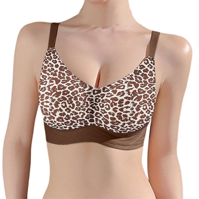 Leopard Print Underwire Bra for Home and Everyday Wear with Soft Support and Push Up Effect Reducing Side and Sagging for All Seasons Comfortable Fit and Gentle Lift