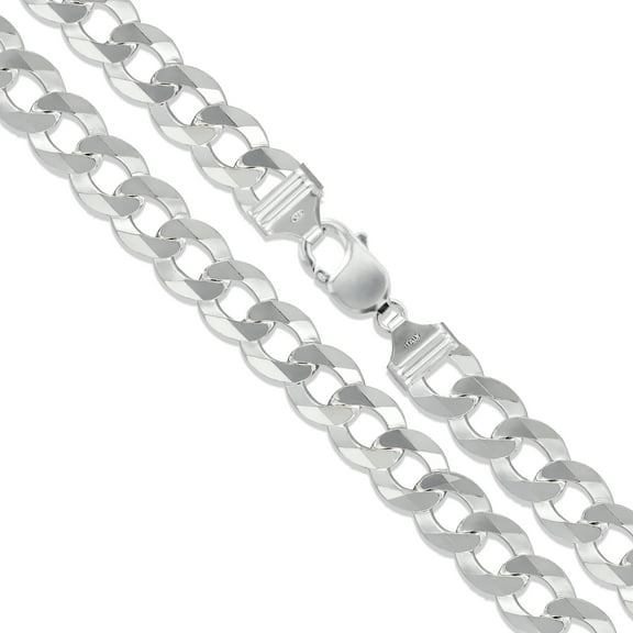 Men's 13mm Solid .925 Sterling Silver Flat Curb Chain Link Italy Necklace 24" Jewelry Female Unisex