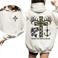 thumbnail image 2 of Christian Camo Cross double sides Hoodie for Men Women – Deer Antler Fish Anchor Graphic Pullover, Faith Hunting Gift, 2 of 7