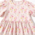 thumbnail image 4 of Antinious Girls Floral Print Ruffle Sleeve A-Line Casual Versatile Wear Dress, 4 of 5