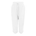 thumbnail image 5 of VV AVEORS Cropped Linen Pants Women Baggy Drawstring High Waisted Below Knee Length Capri Pants Summer Casual Y2K Boho Beach Capris White 2XL, 5 of 6