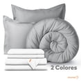 thumbnail image 2 of Set Edredón Acolchado con Fundas de Almohadas y Juego de Sábanas Dreamlab. Juego de Cama Completo para Cualquier Temporada. Hipoalergénico. Tamaño King Sobredimensionado, Gris claro y Blanco, 2 of 9