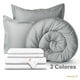 thumbnail image 2 of Set Edredón Acolchado con Fundas de Almohadas y Juego de Sábanas Dreamlab. Juego de Cama Completo para Cualquier Temporada. Hipoalergénico. Tamaño King Sobredimensionado, Gris claro y Blanco, 2 of 9