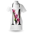 thumbnail image 3 of Letter M Apron Magnolia Florets Dignity and Nobility Expressing Flowers in Alphabet Design, Unisex Kitchen Bib Apron with Adjustable Neck for Cooking Baking Gardening, Pink Green Black, by Ambesonne, 3 of 3