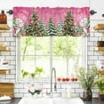thumbnail image 3 of Pink Snowman Christmas Tree Valances for Windows Vintage Xmas Gift Winter Snowflake Rod Pocket Curtain Valance Window Treatment Short Curtains for Kitchen Living Room, 60"x14", 3 of 5