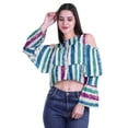 thumbnail image 2 of Moomaya Cold Shoulder Tops Shirts For Women Button Down Long Ruffle Sleeve Top, 2 of 5