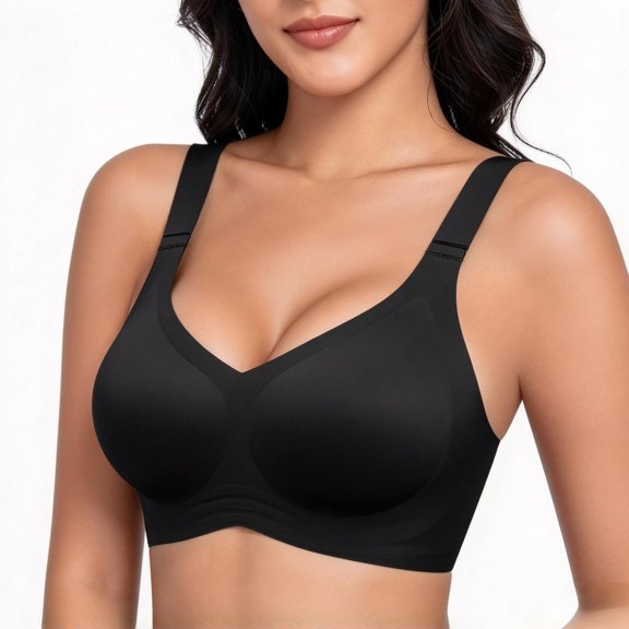 GIRLQUEEN Everyday Wireless Plus-Size Bras for Women, Full Coverage Soft Sleep Bra, Comfort Seamless Support Bra