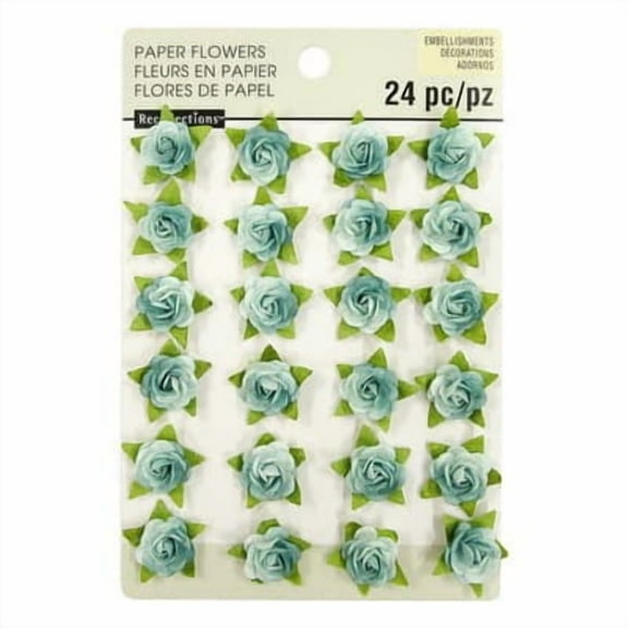 12 Packs: 24 ct. (288 total) Blue Rose Paper Flower Embellishments by Recollections