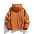 thumbnail image 4 of Men's Letter Print Quarter-Zip Hooded Jacket, Casual Regular Fit Long Sleeve Lightweight Outerwear for Spring & Fall, Daily Fashion Top,Saffron,3XL, 4 of 6
