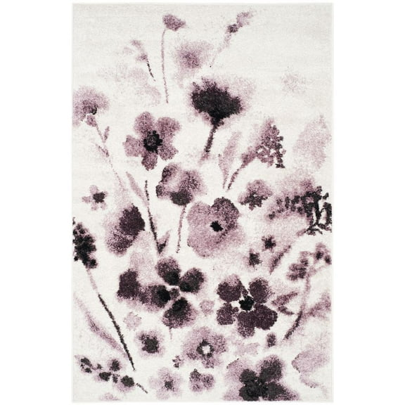 SAFAVIEH Adirondack Brannon Floral Area Rug, Ivory/Purple, 4' x 6'