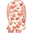 thumbnail image 3 of Women's Plus Size Floral Flared A Line Swing Dresses Short Sleeve with Belted, 3 of 5