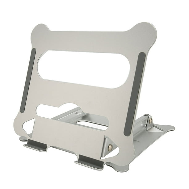 Soporte para computadora portátil, escritorio portátil plateado, plegable, retráctil, elevable, ángulo ajustable, soporte para computadora de refrigeración de aleación de aluminio