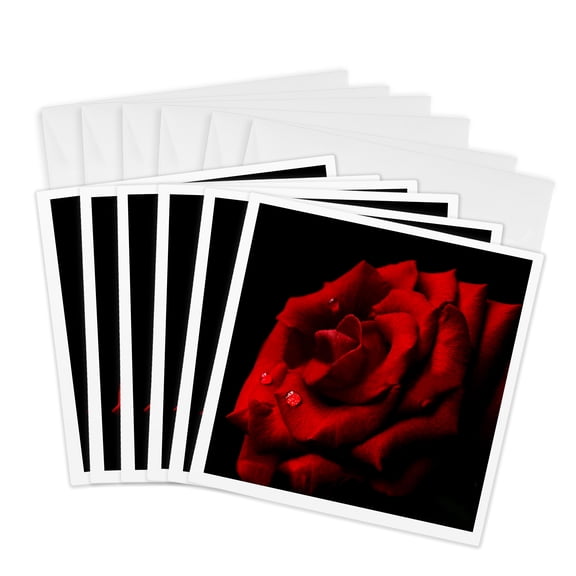 3drose, Valentine Rose, 6 Greeting Cards with Envelopes