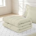 thumbnail image 6 of Manfei Minimalist Check Zipper Twin Comforter Sets with Fitted Sheet and 2 Pillowcases,Modern Grid Zipper Bedding Set,Beige,Reversible,4pcs, 6 of 8