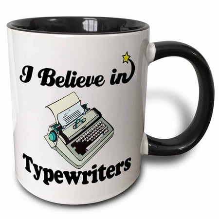 

3dRose I Believe In Typewriters Two Tone Black Mug 11oz