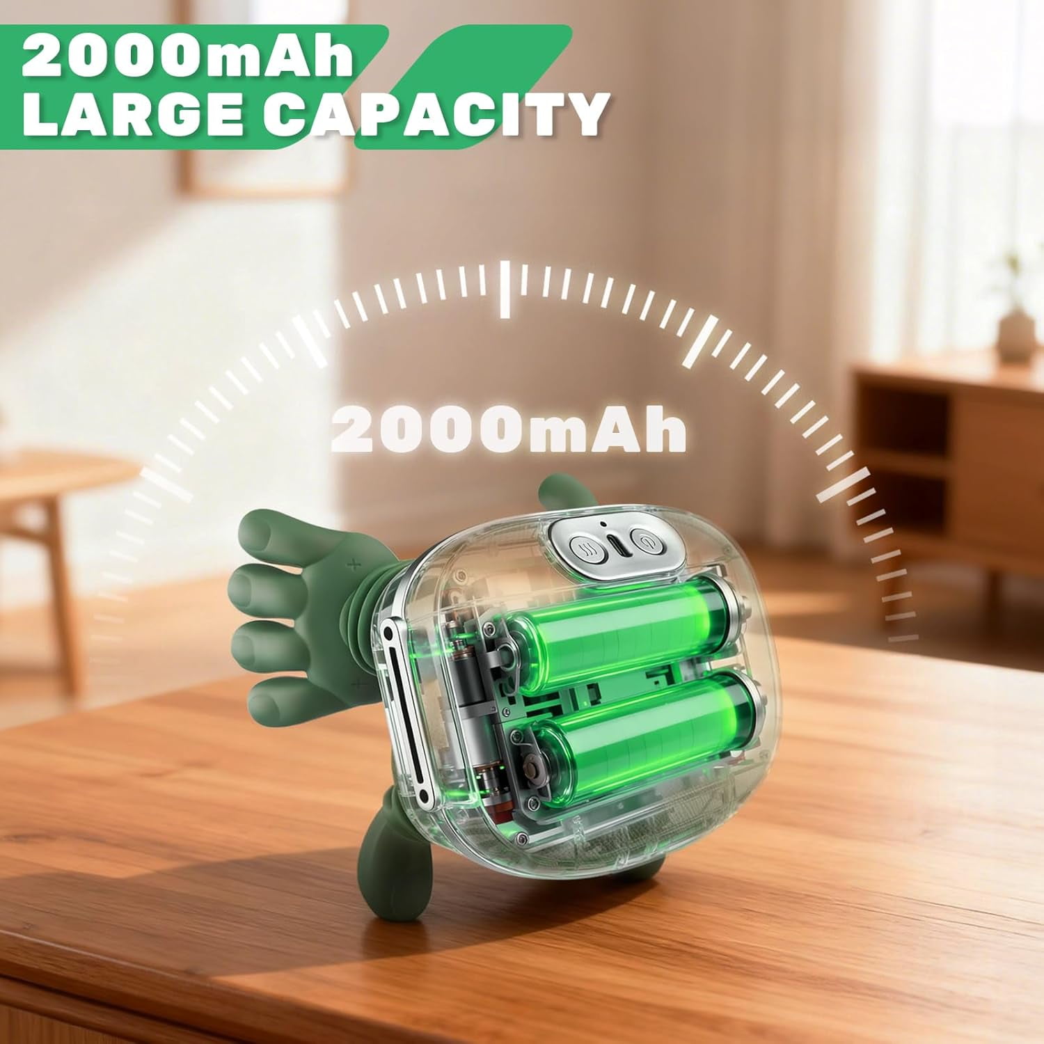 Bionic Heated Massager, Portable Shiatsu Neck and Back Massager, Electric Deep Tissue 4D Kneading Massage, Simulated Human Hand Design for Pain Relief and Muscle Relax (Green)