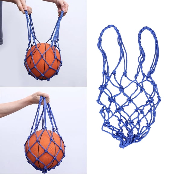 BESTYASH 3Pcs Blue Nylon Drawstring Storage Bag Mesh Net for Basketball Soccer