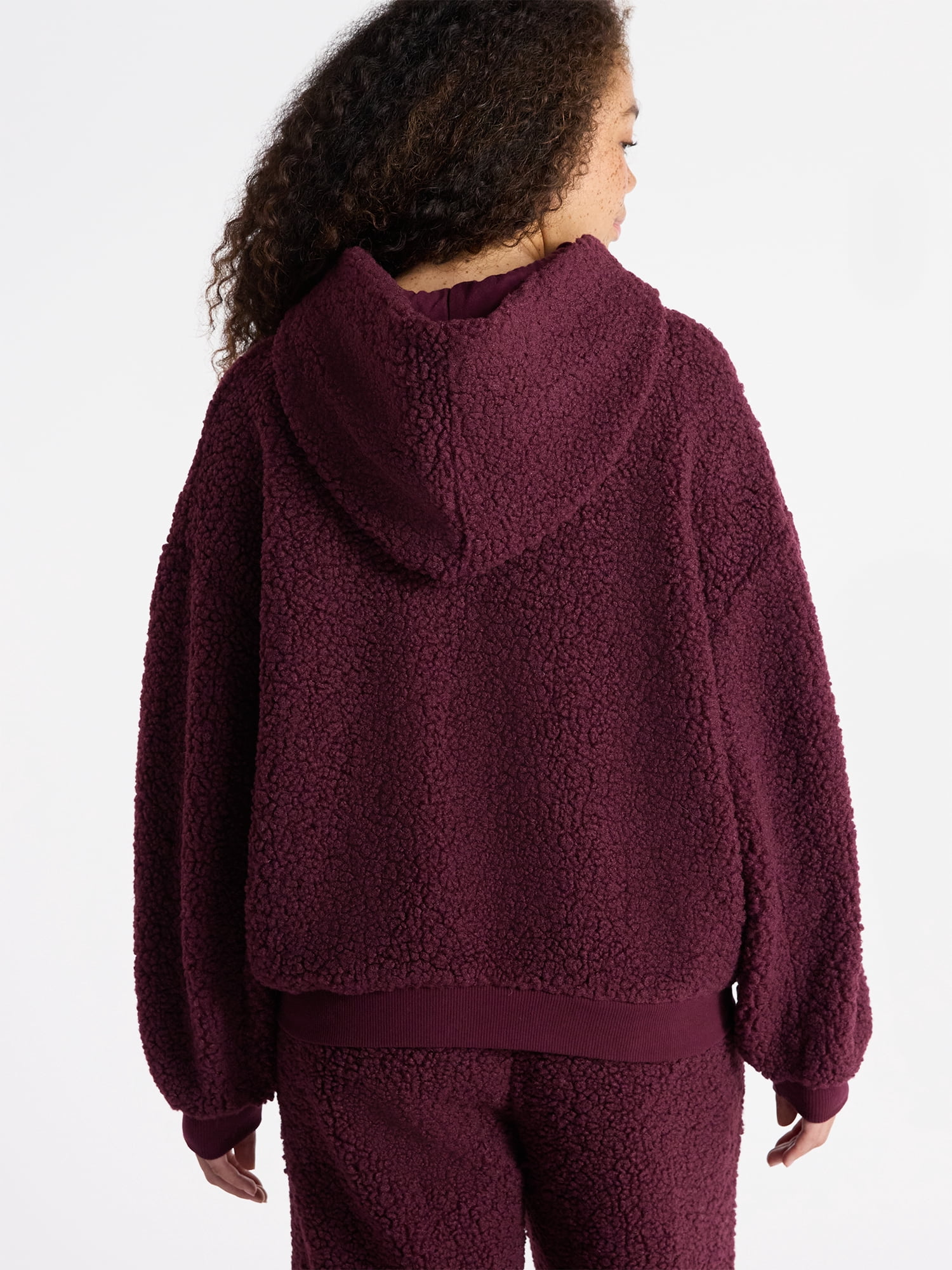 No Boundaries Embroidered Plush Pullover Hoodie, Women's
