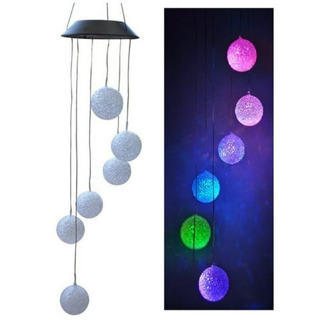 Hanging Solar Lights For Trees Solar-powered Outdoor Wind Bell Light Spiral Spinner Light Mobile Wind Chime Bell Creative Solar LED Light Outdoor Hanging Decoration Lamp ()