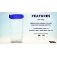 thumbnail image 2 of Double Wall Plastic Tumblers with Slid-lock Lid, 14 oz, 6 pack, Plastic Travel Coffee Cups , Blue, 2 of 5