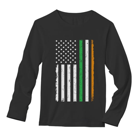 Tstars Mens St Patricks Day Irish American Flag St Patricks Day Shirts Gift for Him Irish Long Sleeve T Shirt.