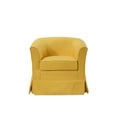 thumbnail image 3 of Tucker Yellow Woven Fabric Swivel Barrel Chair with Skirted Bottom, 3 of 5