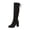 Black, variant on Willtoo Women’s Over The Knee Boots, Faux Suede Block Heel Thigh High Boots, Pointed Toe Back Tie Stretch Tall Boots, Fall Winter Fashion Dress Boots