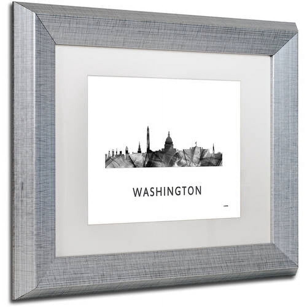 Trademark Fine Art 'Washington DC Skyline WB-BW' Canvas Art by Marlene Watson, White Matte, Silver Frame
