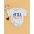thumbnail image 3 of Yunliwuli Independence Day Infant Romper, Baby Girls Boys Leisure Style Letter Printing Short Sleeve Round Collar Jumpsuit Clothes, 3 of 8