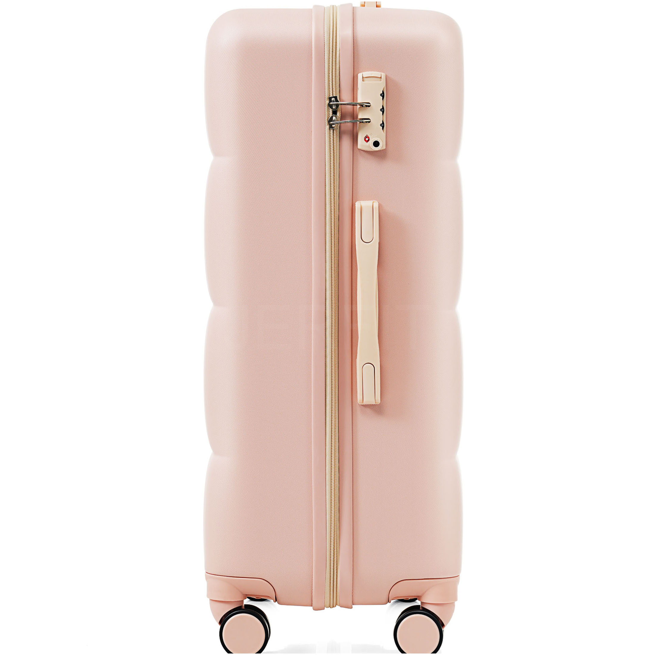 JERFIT 3-Piece Pink ABS Hard Shell Spinner Luggage Set with Cup Holder, TSA Lock & Scratch-Resistant Textured Finish