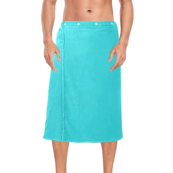 Ryvnso Men's Adjustable Shower Wrap Turquoise Bath Towels with Snap Closure 28 x 60 inch